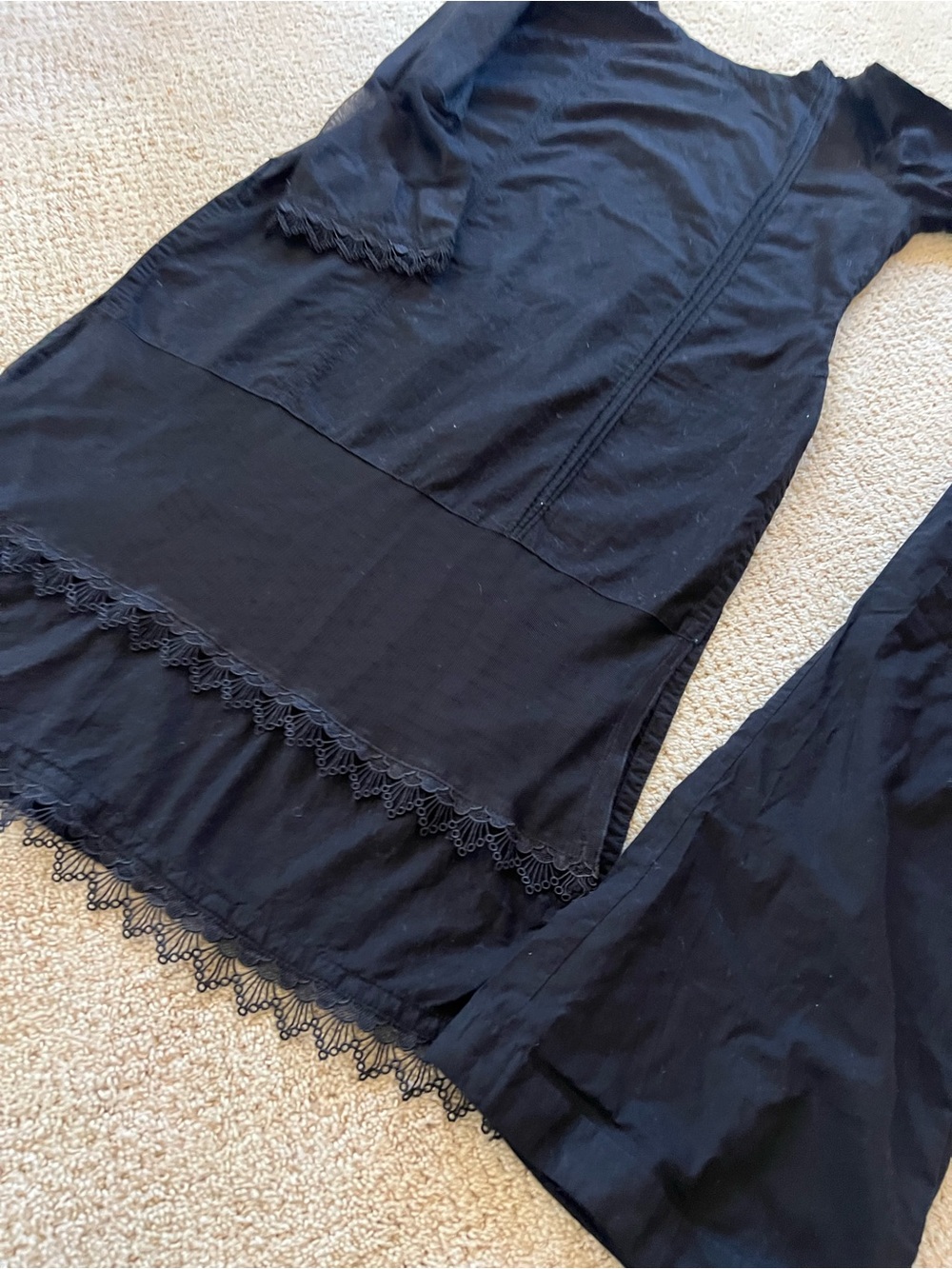 Black Lace detailed Indian Pakistani dress shirt and bottom